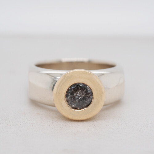 Salt and Pepper Two Tone Diamond Solitaire Ring