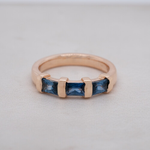 Baguette Three Stone Sapphire Ring