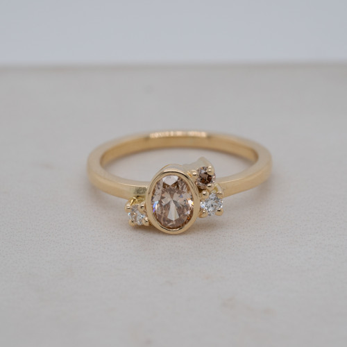 Champagne Oval Diamond Cluster Ring