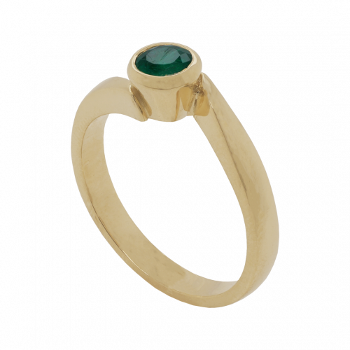 Delicate Emerald Crossover Solitaire Ring