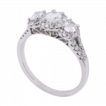 Oval Diamond 3-Stone Halo Ring