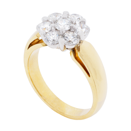 Large Flower Diamond Cluster Ring