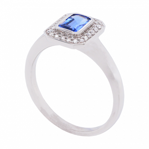 Tanzanite and Diamond Halo Ring