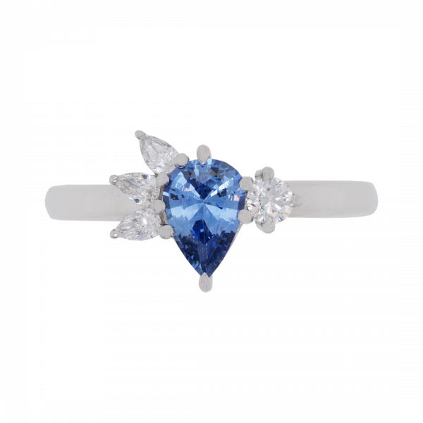040428 Pear Sapphire Diamond Asymmetric Cluster Ring Top 1080x1080 copy