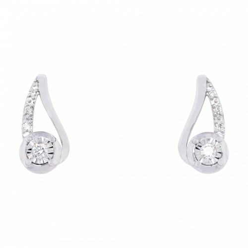 Sweeping Diamond Stud Earrings