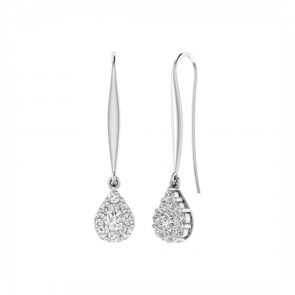 Teardrop Diamond Cluster Drop Earrings