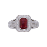 040325 18ct White Gold Octagonal Ruby Diamond Cluster Ring Top 1080x1080