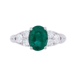 Emerald Oval Diamond Vintage Ring Platinum Top 1080x1080