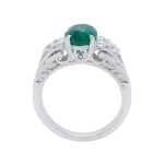 Emerald Oval Diamond Vintage Ring Platinum Front 1080x1080