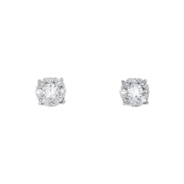 Small Round Brilliant Diamond Cluster Stud Earrings