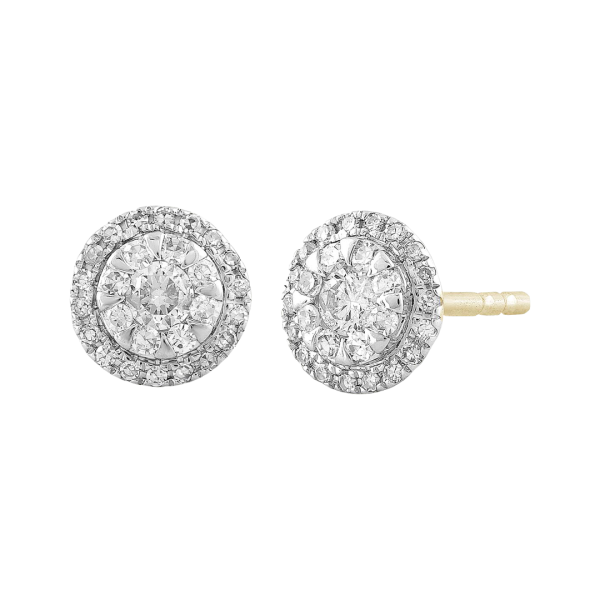 Diamond Round Cluster Stud Earrings