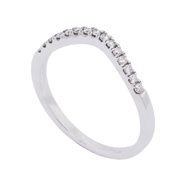 Delicate Diamond Claw Set Shaped Wedding Ring