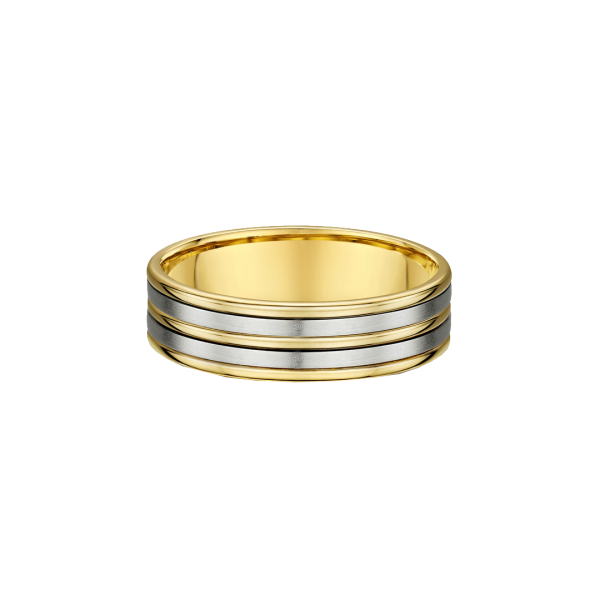 Two Tone Double Inlay Wedding Ring