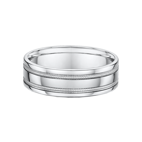 White Metal Milgrain Detail Wedding Ring