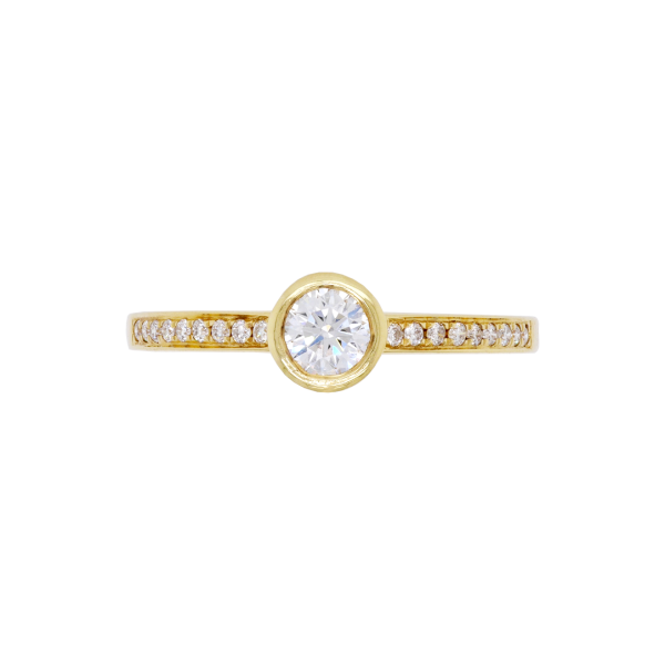 Rubover Set Round Brilliant Diamond Yellow Gold Solitaire Ring Top 1083x1083