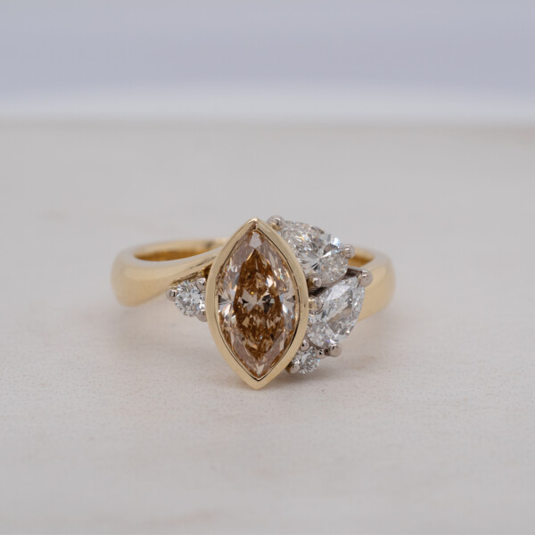 Marquise Cognac Diamond Cluster Ring