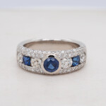Sapphire and Diamond Rubover Set White Gold Ring