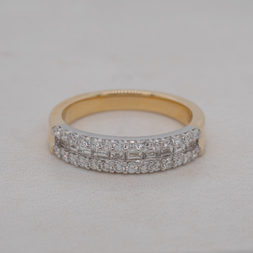 Baguette Channel and Brilliant Diamond Ring
