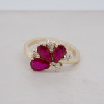 Pear Ruby Cluster Ring