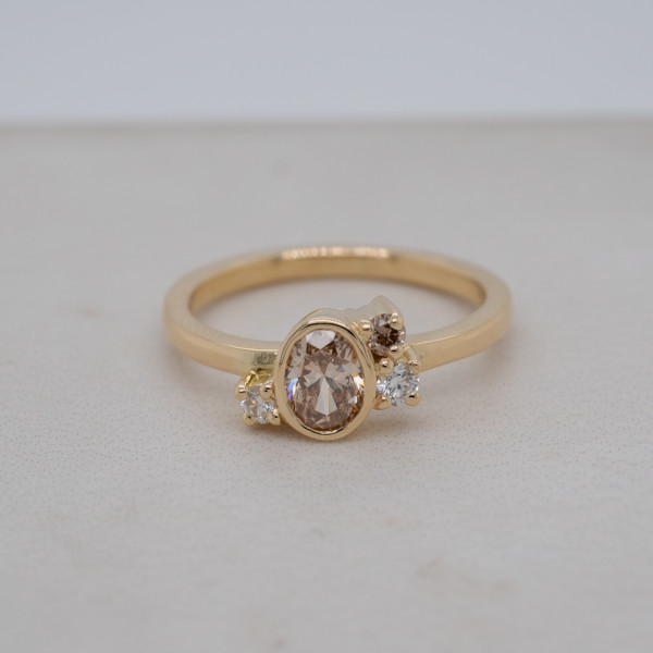 Champagne Oval Diamond Cluster Ring