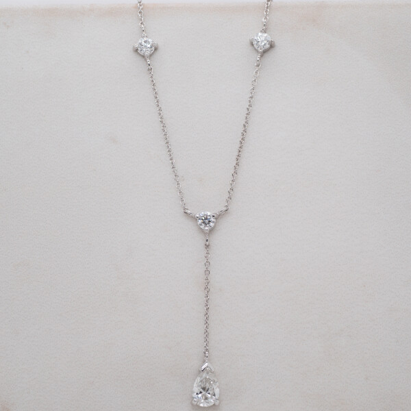 Pear and Brilliant Diamond Drop Chain Necklace