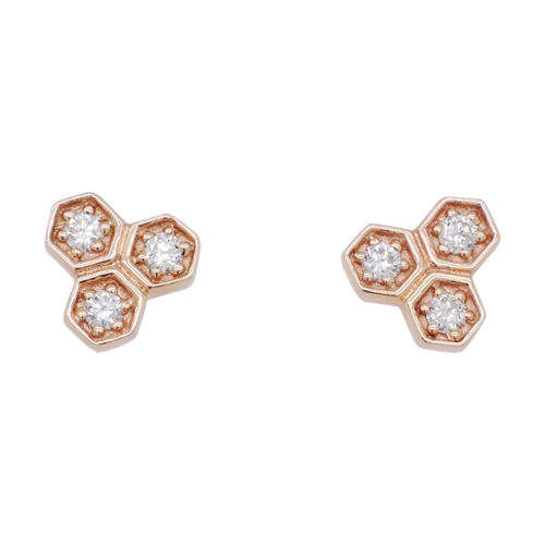 Honeycomb Shaped Diamond Stud Earrings