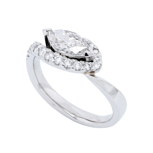 Marquise Twisted Diamond Engagement Ring