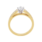 6 claw brilliant diamond solitaire princess shoulders yellow gold ring front 1083x1083