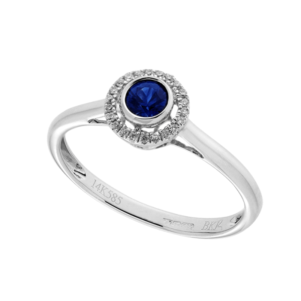 Rubover Sapphire and Diamond Halo Set Ring