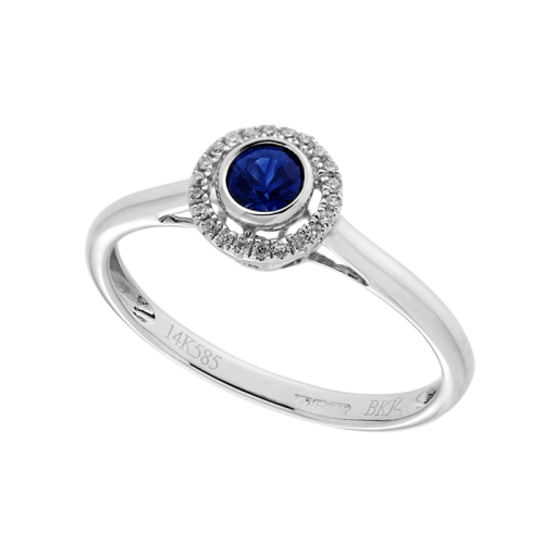 Rubover Sapphire and Diamond Halo Set Ring