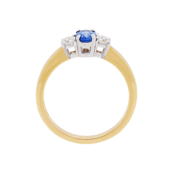 Sapphire Diamond Three Stone Ring Front 1083x1083