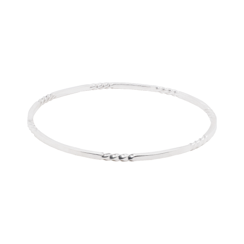 Silver Stacker Twisted Section Bangle