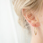 Medium Hoop Earrings Yellow Gold On Ear 1080x1350