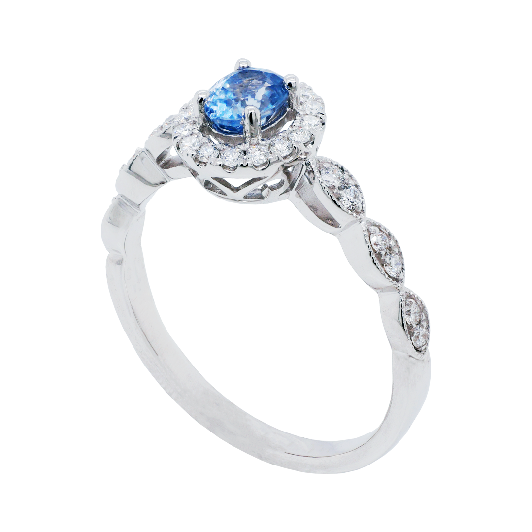 Sapphire and Diamond Halo Ring | Dalgleish Diamonds » Dalgleish Diamonds