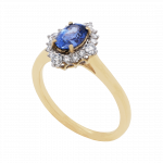 Sunrise Sapphire and Diamond Halo Ring
