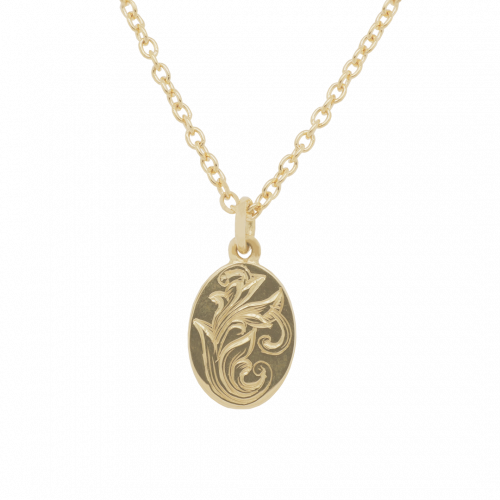 Oval Engraved Disc Pendant