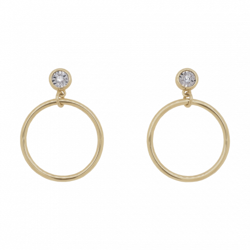 Round Circle Drop Stud Diamond Earrings