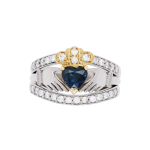 Heart Sapphire Diamond Two Tone Claddagh Ring Top 1080x1080