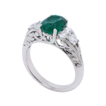 Oval Emerald and Diamond Vintage Ring
