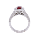 040325 18ct White Gold Octagonal Ruby Diamond Cluster Ring Front 1080x1080