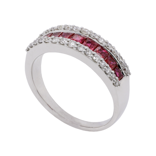  Ruby and Diamond Channel Set Ring