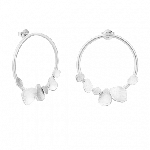 Branca Silver Large Circle Stud Earrings