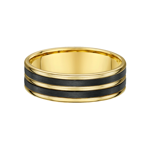 Carbon Fibre Double Inlay Wedding Ring