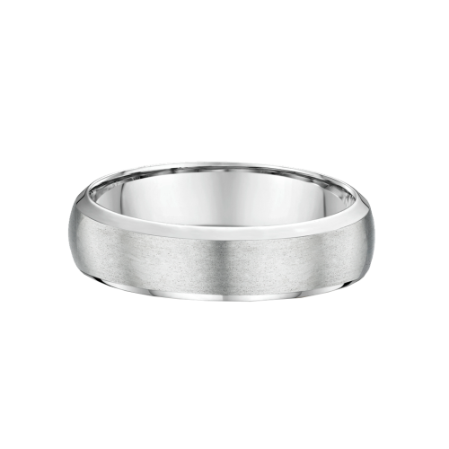 White Metal Half Round Brushed Mens Wedding Ring