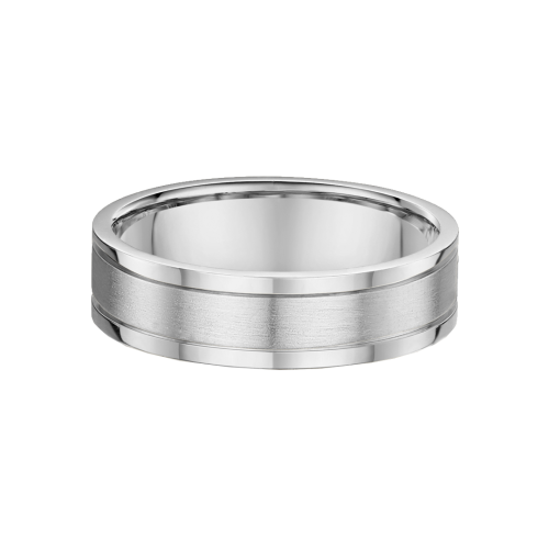 White Metal Inlay Mens Wedding Ring