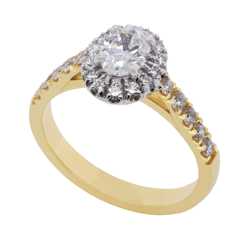 Oval Diamond Cluster Yellow Gold Ring