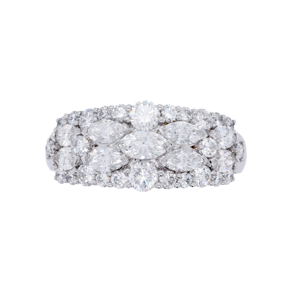 Marquise Diamond Cluster Claw Set Ring Top 1083x1083