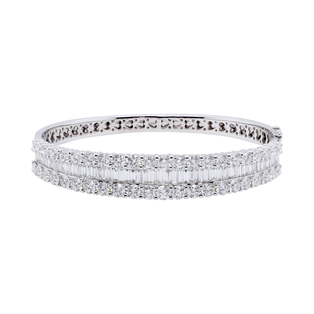 Baguette and Brilliant Cut Diamond Hinged Bangle | Dalgleish Diamonds ...